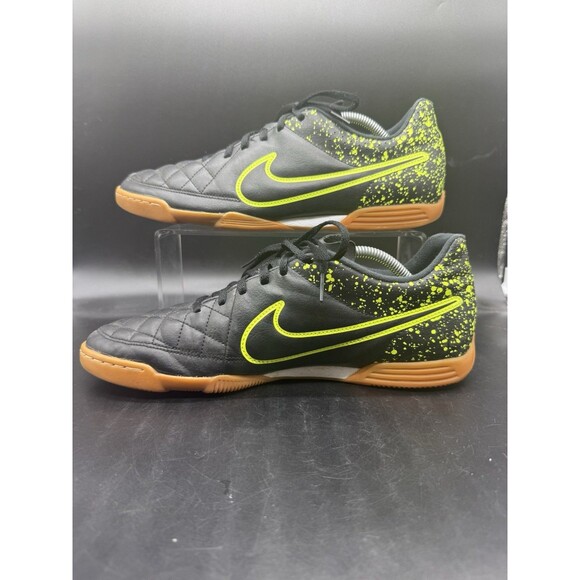 Nike Tiempo Rio II IC Mens 12 631523-007 Black Green Indoor Soccer Shoes EUC main image 4